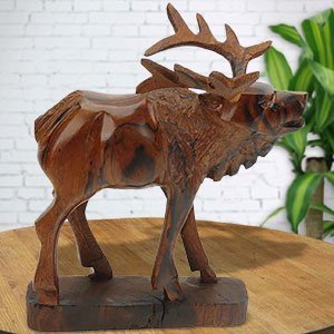 172145 - 12in Long Elk Hand-Carved in Ironwood