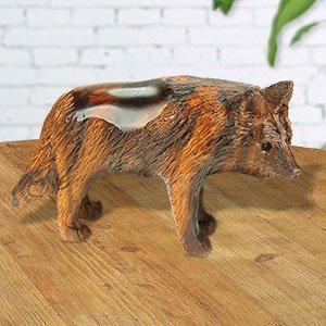 172149 - 6.5in Long Detailed Wolf Hand-Carved in Ironwood