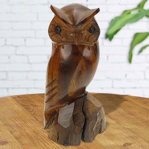 172164 - 7in Tall Owl Hand-Carved in Ironwood