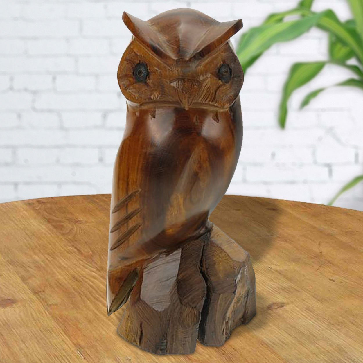 172165 - 9in Tall Owl Ironwood Carving