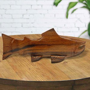 172207 - 9in Long Trout Hand-Carved in Ironwood