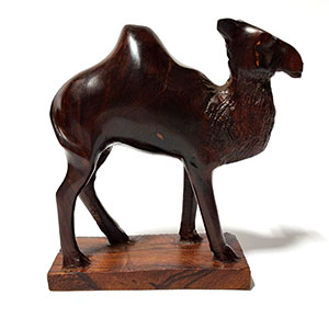 172221 - 6in Tall Dromedary Camel Ironwood Carving on Base