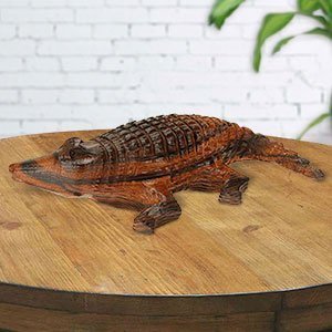 172225 - 10in Long Alligator Hand-Carved in Ironwood