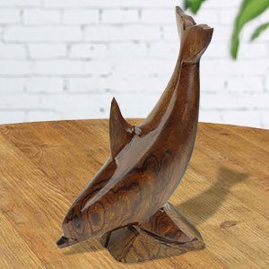 172226 - 5in Tall Dolphin Diving Hand-Carved in Ironwood
