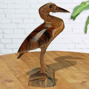 172238 - 7in Tall Blue Heron Hand-Carved in Ironwood