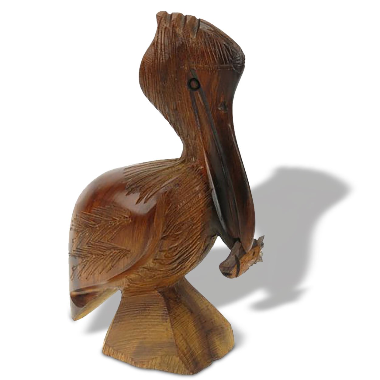172239 - 6.5in Tall Pelican with Fish Ironwood Carving
