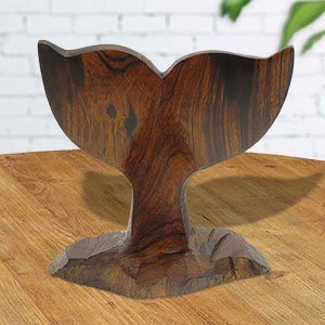 172244 - 5in Tall Whale Tail Hand-Carved in Ironwood