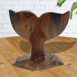 172245 - 6.5in Tall Whale Tail Hand-Carved in Ironwood