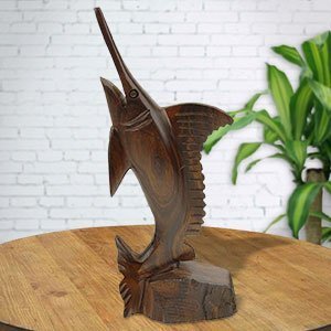 172256 - 12in Tall Marlin Hand-Carved in Ironwood