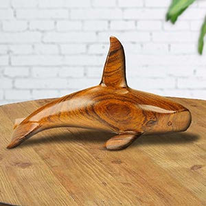 172795 - 12in Orca Ironwood Carving - 2244