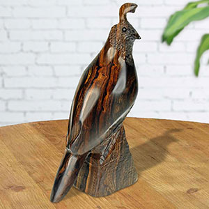5in Tall Detailed Quail Ironwood Carving - Southwestern Decor - 1606