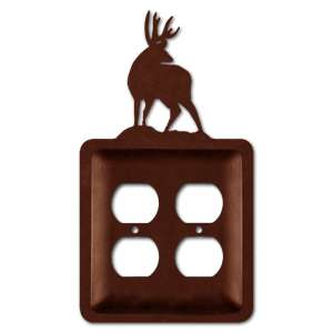 182101RT - Brown 2-Part Wall Plate - Deer - Standard Switch - Double