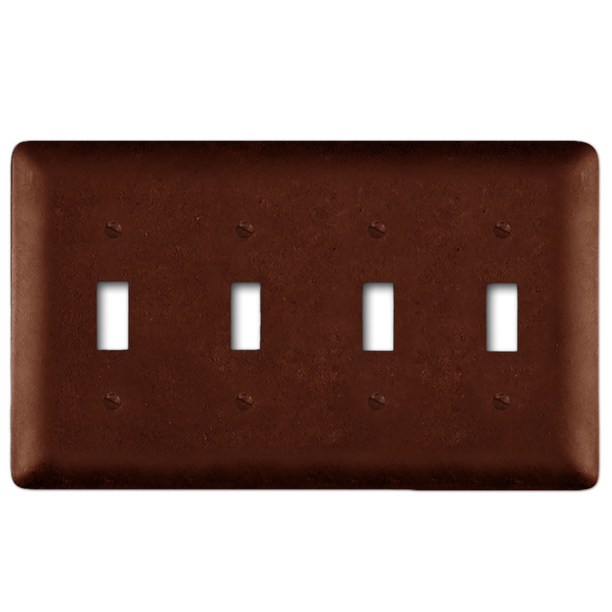Rust Brown Metal Wall Plate - Plain - Standard Switch - Quad - cdi