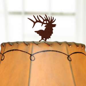 182831RT - Rust Brown Metal Standard Lamp Finial - Elk Head