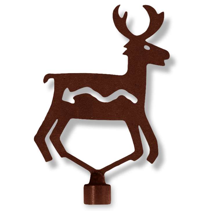 182833RT - Rust Brown Metal Standard Lamp Finial Petroglyph Deer