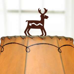 182833RT - Rust Brown Metal Standard Lamp Finial Petroglyph Deer