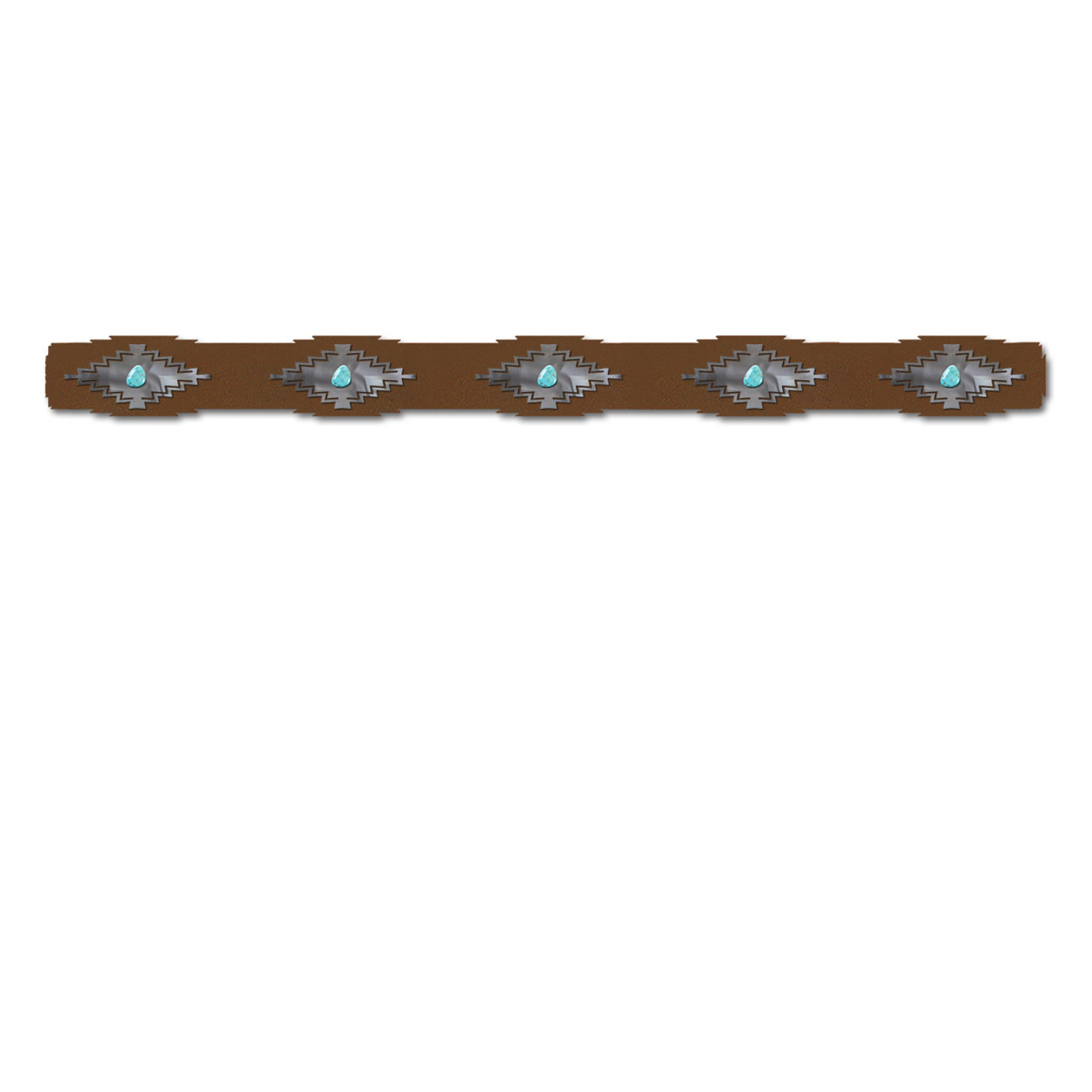 63.5in Metal Rug Hanger fits up to 60in Rug - Diamond with Turquoise Design in Rust Patina Finish - stk