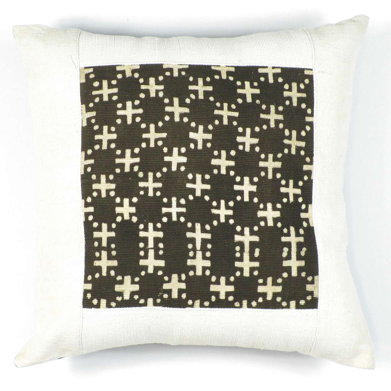 Hand Woven African 16 inch Pillow - Web of Circles - White