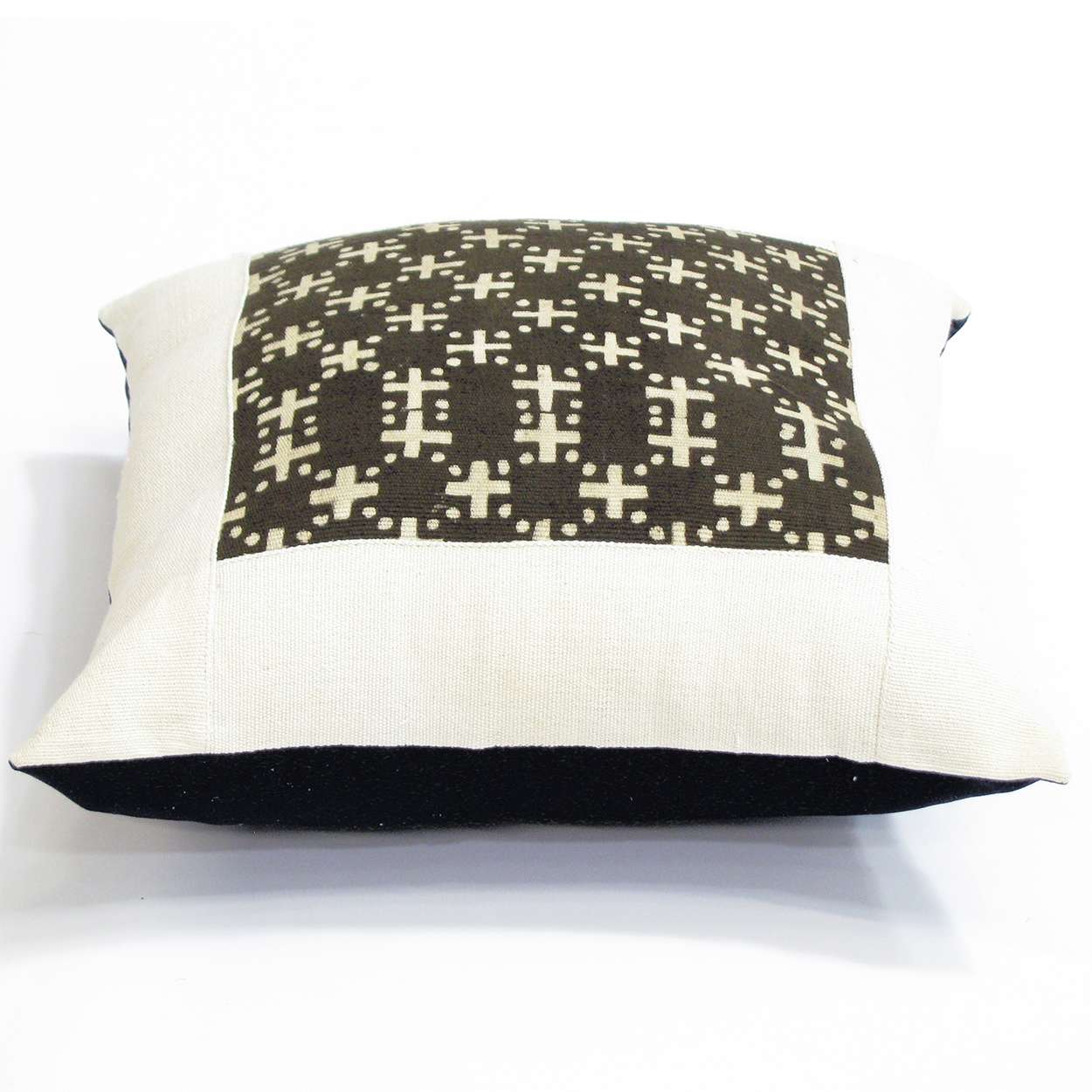 191005 - Hand Woven African 16 inch Pillow - Web of Circles - White