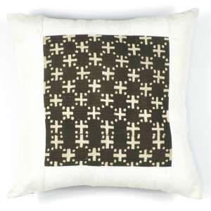 191005 - Hand Woven African 16 inch Pillow - Web of Circles - White