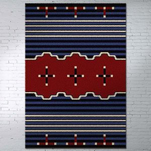 202043 - Low Pile Nylon Big Chief 2 Blue 5ft x 8ft Area Rug