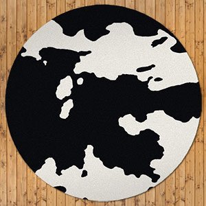 202076 - Low Pile Nylon Black Cowhide 8ft Round Area Rug