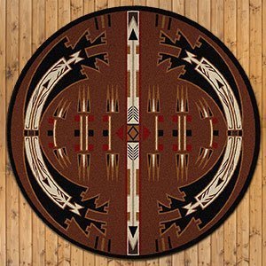 202196 - Low Pile Nylon Horse Thieves Brown 8ft Round Area Rug