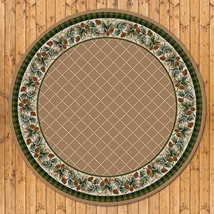 202486 - Low Pile Nylon Evergreen 8ft Round Area Rug in Tan