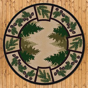 202596 - Low Pile Nylon Pine Forest 8ft Round Area Rug