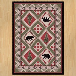 202854 - Low Pile Nylon Quilted Forest 8ft x 11ft Area Rug