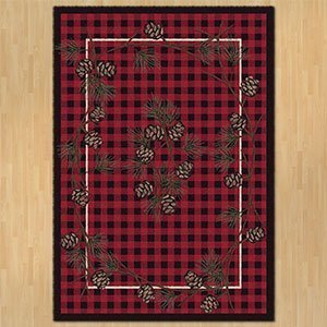 202884 - Low Pile Nylon Wooded Pines 8ft x 11ft Area Rug in Red