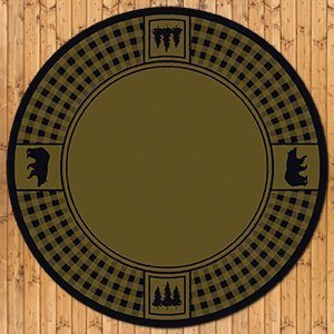 202996 - Low Pile Nylon Bear Refuge 8ft Round Area Rug in Green