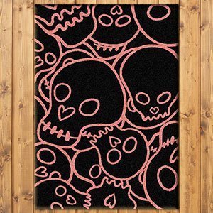 203061 - Low Pile Head Banger 3ft x 4ft Area Rug in Pink and Black