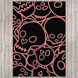 203062 - Low Pile Head Banger 4ft x 5ft Area Rug in Pink and Black