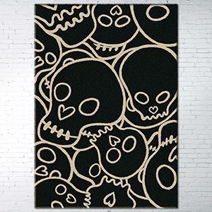 203073 - Low Pile Head Banger 5ft x 8ft Area Rug in Black and White