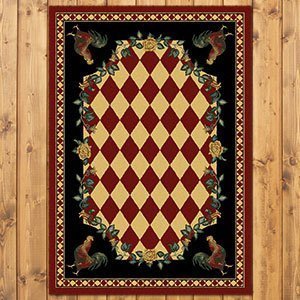 203111 - Low Pile High Country Rooster 3ft x 4ft Area Rug in Red