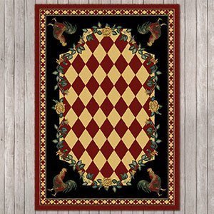 203112 - Low Pile High Country Rooster 4ft x 5ft Area Rug in Red