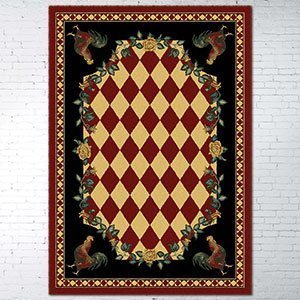 203113 - Low Pile High Country Rooster 5ft x 8ft Area Rug in Red