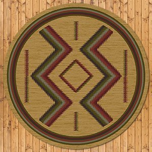203136 - Low Pile Nylon Hour Glass 8ft Round Area Rug in Tan