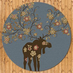 203166 - Low Pile Nylon Moose Blossom 8ft Round Area Rug in Blue