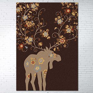 203173 - Low Pile Nylon Moose Blossom 5ft x 8ft Area Rug in Brown