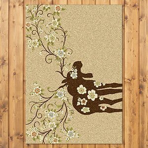 203181 - Low Pile Nylon Moose Blossom 3ft x 4ft Area Rug in Beige