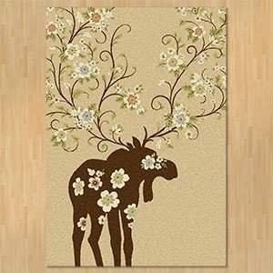 203184 - Low Pile Nylon Moose Blossom 8ft x 11ft Area Rug in Beige