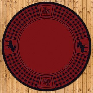 203196 - Low Pile Nylon Moose Refuge 8ft Round Area Rug in Red