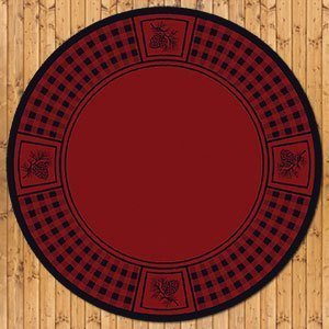 203236 - Low Pile Nylon Pine Refuge 8ft Round Area Rug in Red