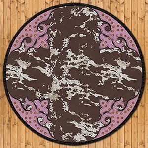 203406 - Fancy Cowhide 8ft Round Low Pile Area Rug