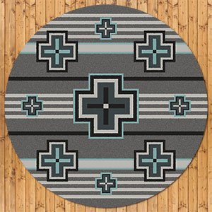 203436 - Bounty Turquoise 8ft Round Low Pile Area Rug