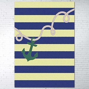 203583 - Rope and Anchor Mint 5ft x 8ft Low Pile Area Rug