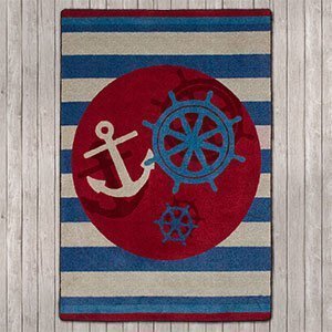 203602 - Ahoy There Nautical 4ft x 5ft Low Pile Area Rug