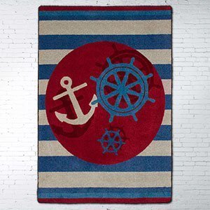 203603 - Ahoy There Nautical 5ft x 8ft Low Pile Area Rug